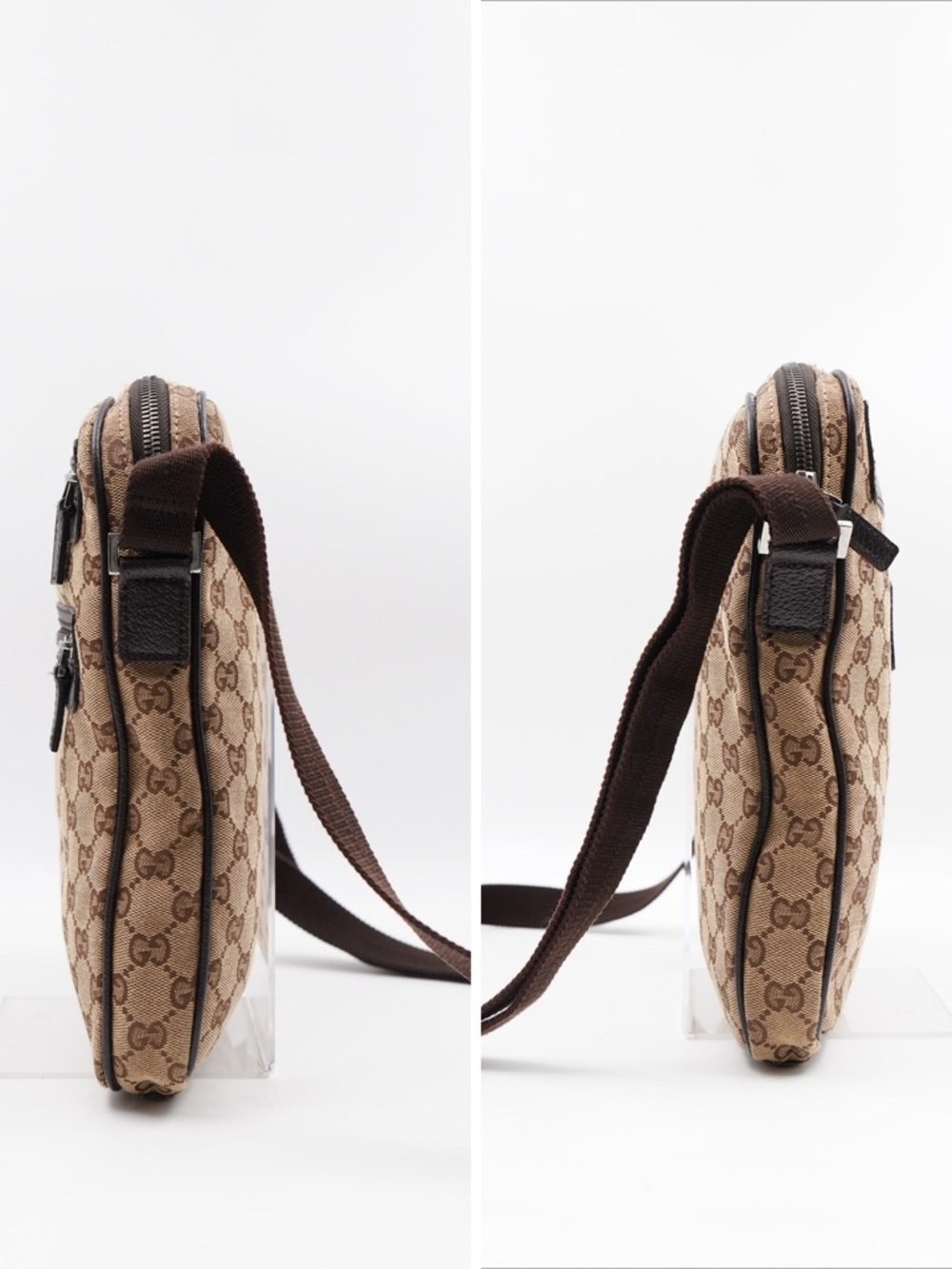 Gucci Brown Monogram Messenger Bag with Dark Brown Trim - Picture 6 of 11